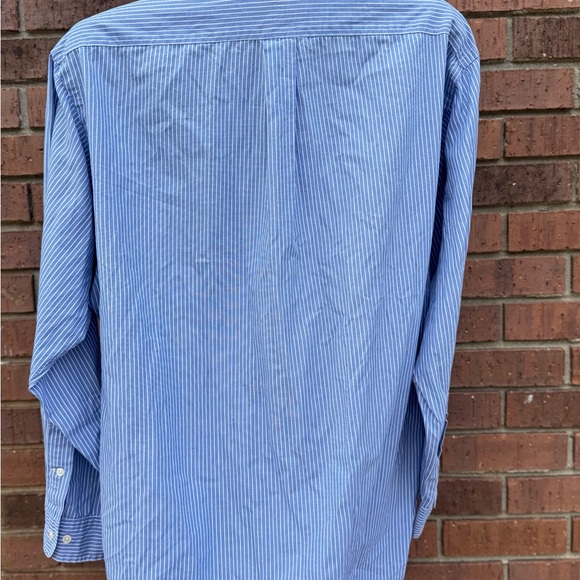 Ralph Lauren Men Yarmouth Blue White Striped Button Down Shirt Size 16 1/2 34/35 - Picture 7 of 12